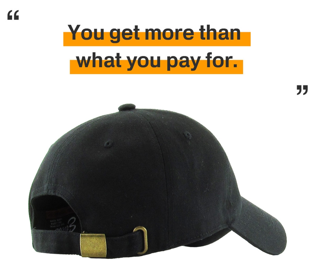 Black Low Profile Baseball Caps Back View